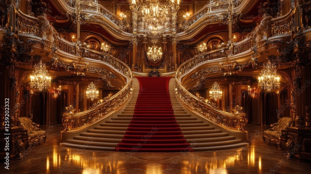 Obraz premium Grand Palace Staircase Red Carpet Interior Luxury Event