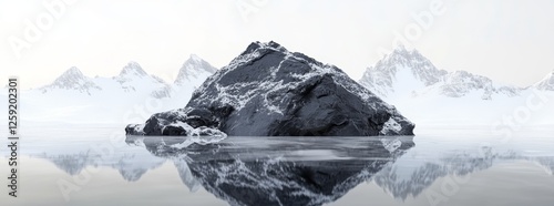 Frozen Mountain Reflection Calm Water photo