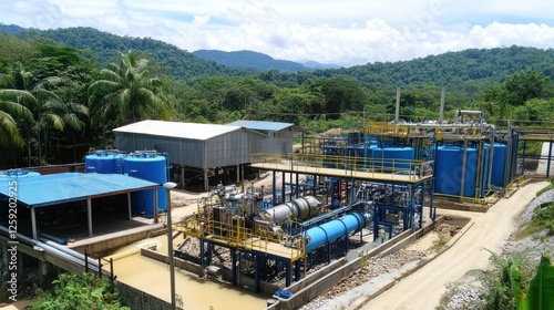 Tropical industrial water treatment plant processing photo