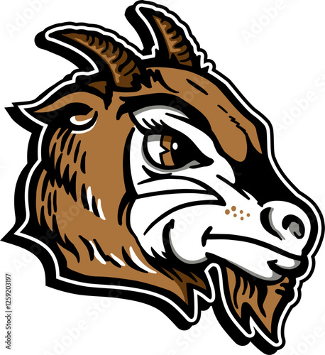cute goat mascot head for school, college or league sports