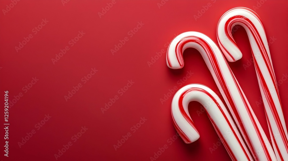 Obraz premium Red and White Candy Canes on Red Background