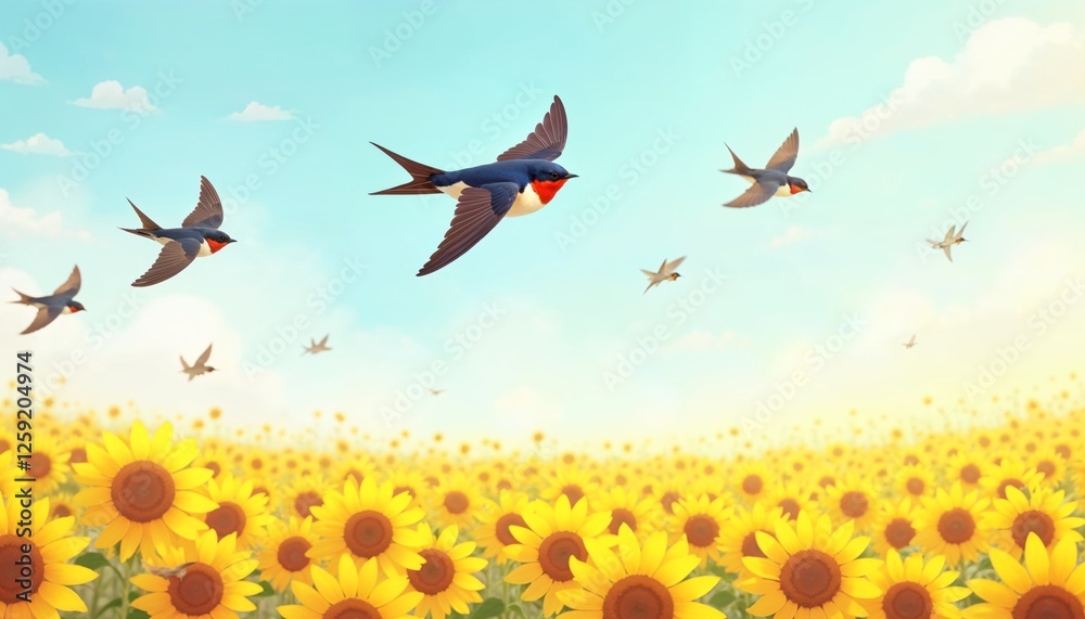 Fototapeta premium swallow birds in the sky