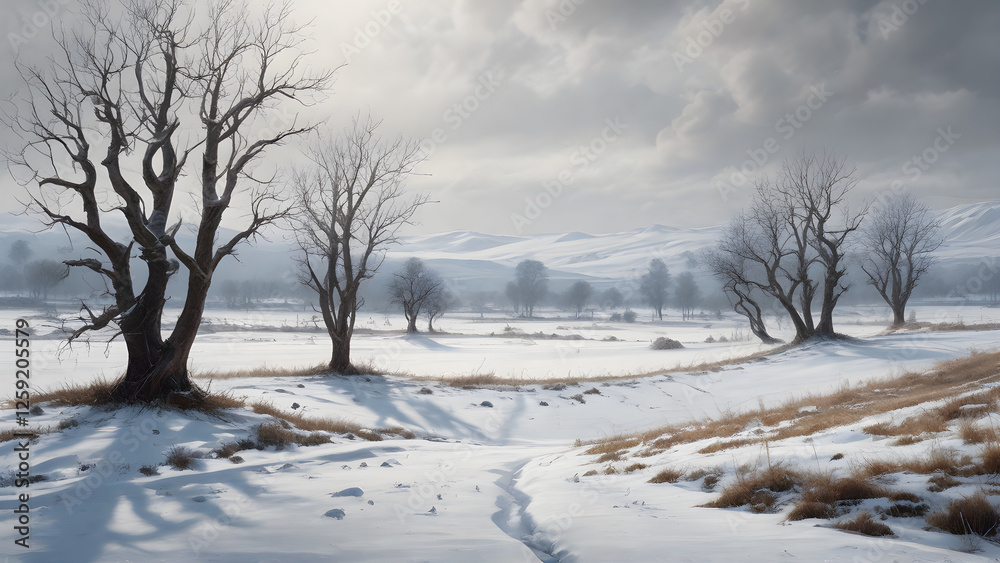 Snow Covered Trees in Countryside Landscape Panorama 2 Snow Covered Trees in Countryside Landscape Panorama 2