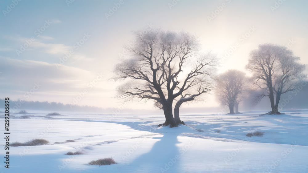 Snow Covered Trees in Countryside Landscape Panorama 3 Snow Covered Trees in Countryside Landscape Panorama 3