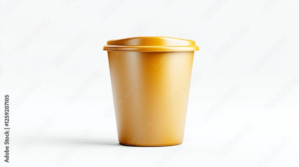 Yellow Coffee Cup with a Smooth Design on a White Background. Generative AI Yellow Coffee Cup with a Smooth Design on a White Background. Generative AI