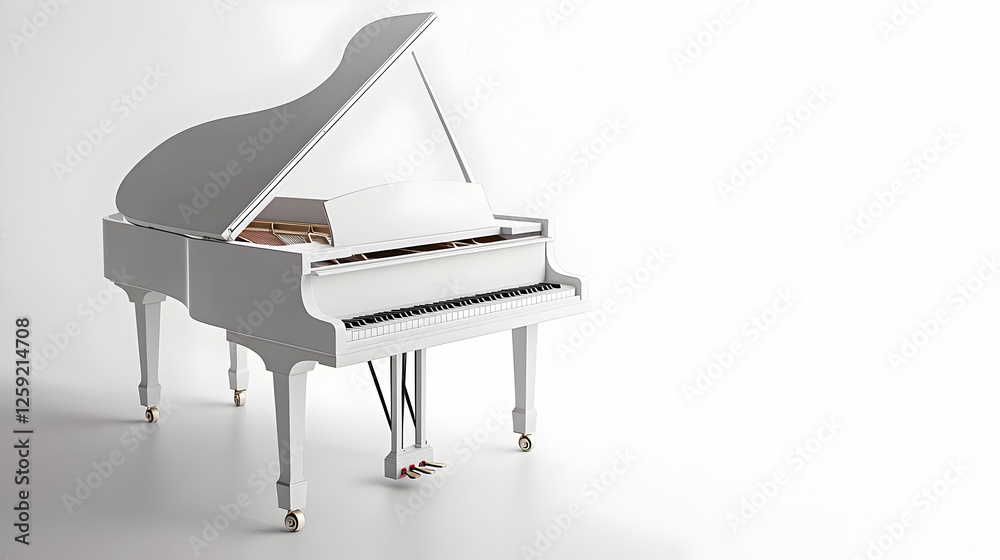 White Grand Piano On White Background White Grand Piano On White Background