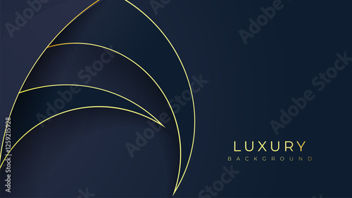Dark blue and gold luxury line overlap layered abstract background, with lighting effect for branding and wallpaper