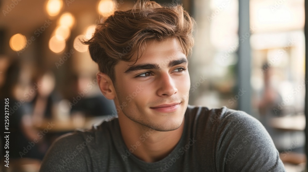 A young man with a side-parted hairstyle, casually styled and relaxed, sitting at a caf, reflecting a modern and approachable aesthetic. A young man with a side-parted hairstyle, casually styled and relaxed, sitting at a caf, reflecting a modern and approachable aesthetic.