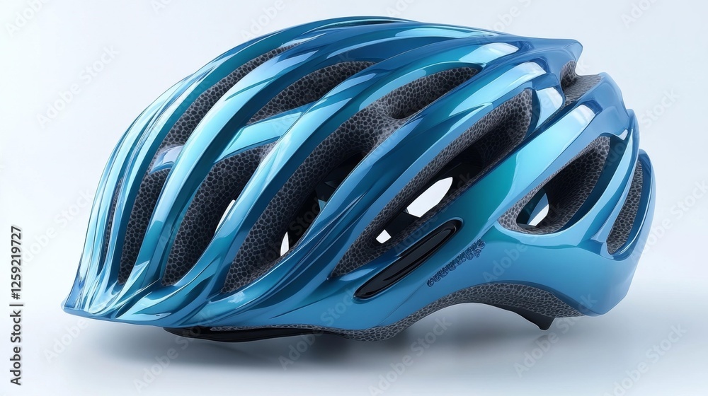Sleek and Modern Blue Cycling Helmet with Aerodynamic Design. Generative AI Sleek and Modern Blue Cycling Helmet with Aerodynamic Design. Generative AI