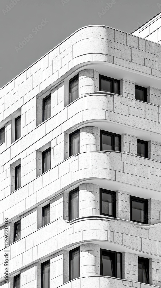Fototapeta premium Modern Building Exterior: Black and White Architecture