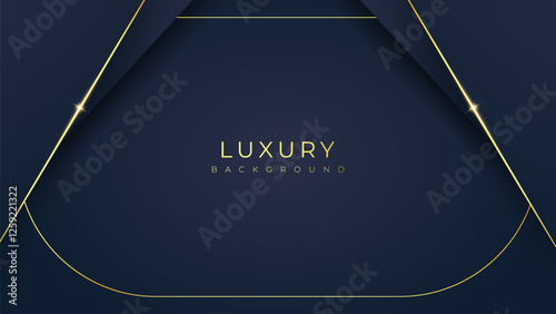 Dark blue and gold luxury line overlap layered abstract background, with lighting effect for branding and wallpaper