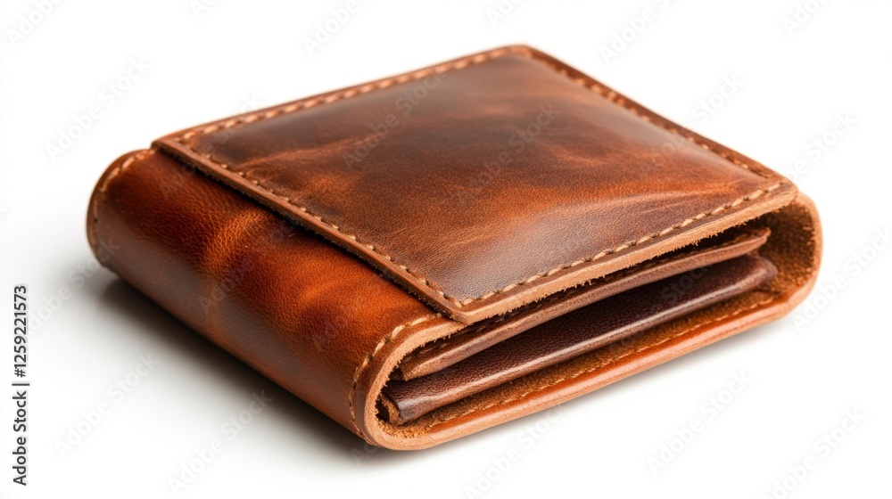 Stylish Leather Wallet on a White Background. Generative AI Stylish Leather Wallet on a White Background. Generative AI