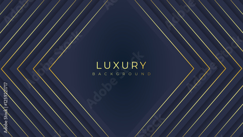 Dark blue and gold luxury line overlap layered abstract background, with lighting effect for branding and wallpaper