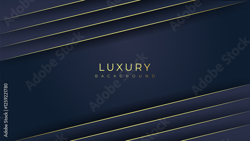 Dark blue and gold luxury line overlap layered abstract background, with lighting effect for branding and wallpaper