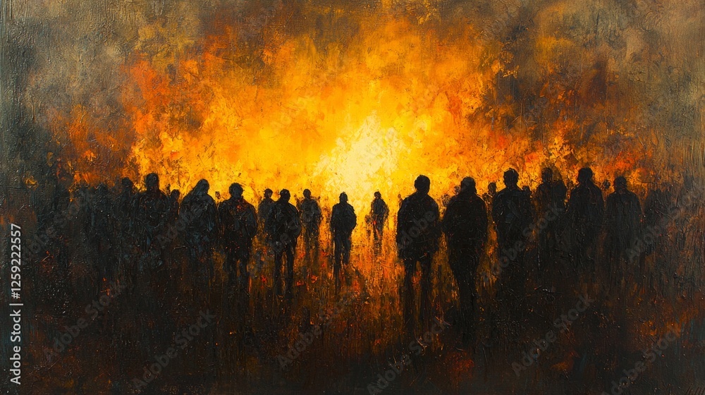 Translucent souls ascend from fiery purgatory guided angels radiant golden light. stark contrast symbolizes pain and redemption in powerful depiction of afterlife. Translucent souls ascend from fiery purgatory guided angels radiant golden light. stark contrast symbolizes pain and redemption in powerful depiction of afterlife.