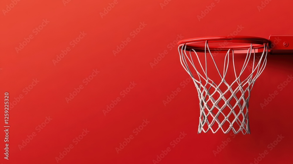 Basketball hoop action shot red background graphic design minimalist environment side view sports concept Basketball hoop action shot red background graphic design minimalist environment side view sports concept