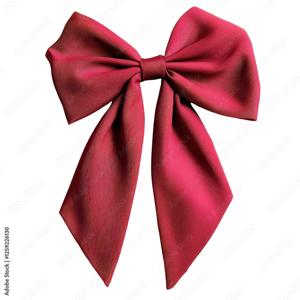 Red bow tied neatly on a dark black background for holiday and gift decoration on white background , cut out. Red bow tied neatly on a dark black background for holiday and gift decoration on white background , cut out.