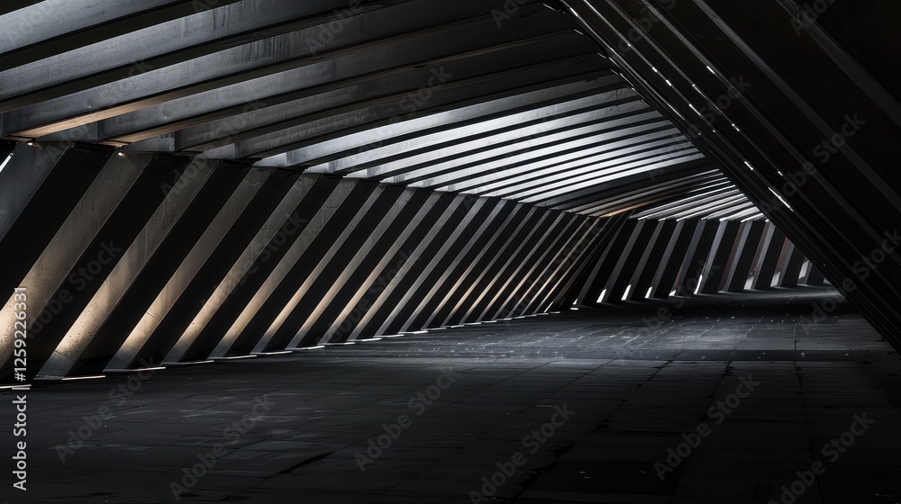 Obraz premium Abstract geometric background with dark tones and depth perspective