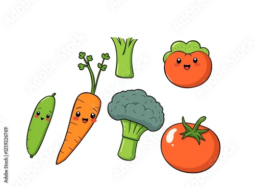 an image of a group of vegetables with faces drawn on them, there is a group of vegetables that are smiling and smiling photo