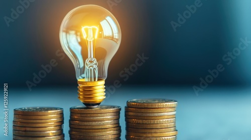 Wallpaper Mural Rising electricity costs symbolized by light bulb on coins financial concept indoor setting close-up view Torontodigital.ca