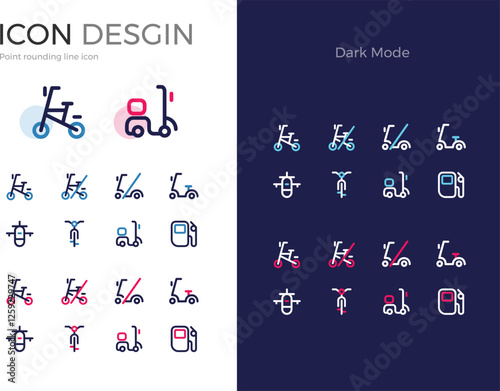 icons set, Transportation Bicycle Kickboard Airplane Ban Gas Website Smartphone APP Line Icon