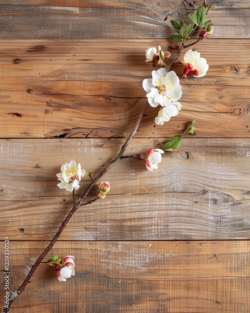 Fototapeta premium Delicate Flowers on Rustic Wood with Natural Light