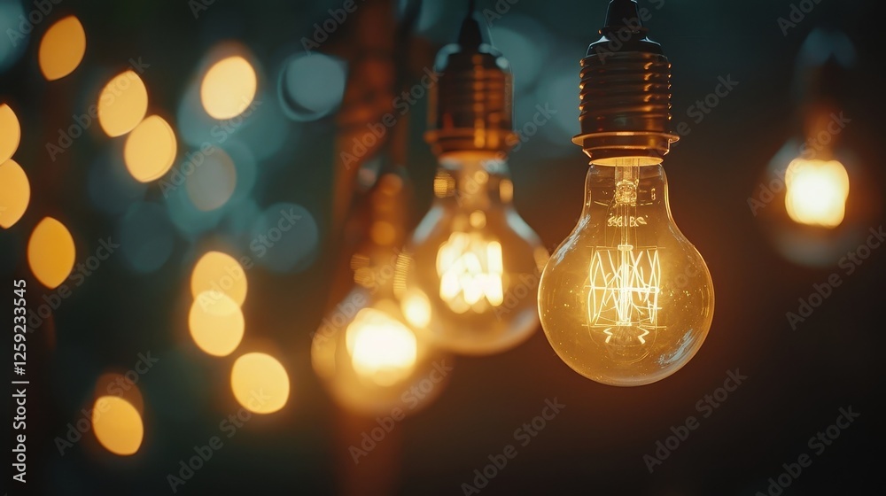 Close-up of warm light bulbs illuminating a dark background Close-up of warm light bulbs illuminating a dark background