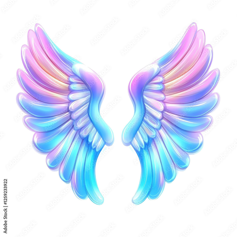 Fototapeta premium Exquisite Angel Wings Surrounded by Ethereal Glow and Soft Pastel Colors Evoking Serenity