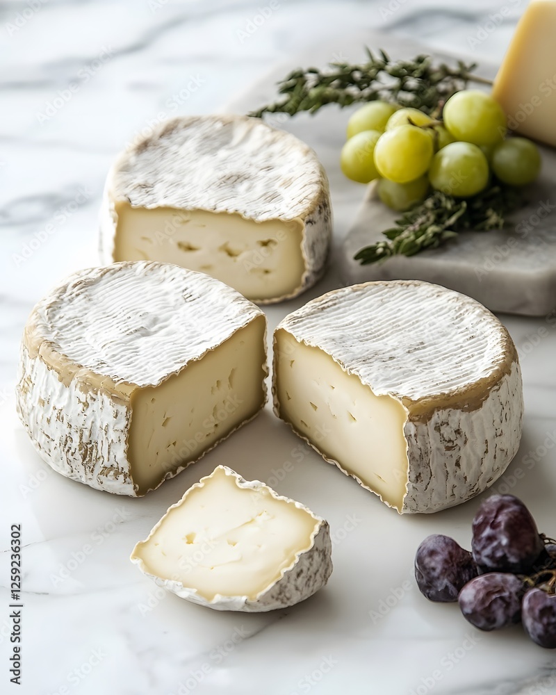 Sections of Creamy Cheese with Grapes and Thyme Sections of Creamy Cheese with Grapes and Thyme