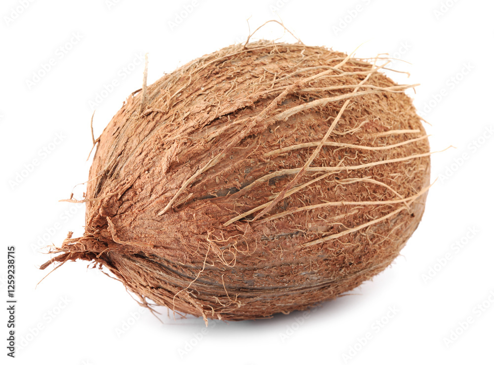 One whole coconut in shell isolated on white One whole coconut in shell isolated on white