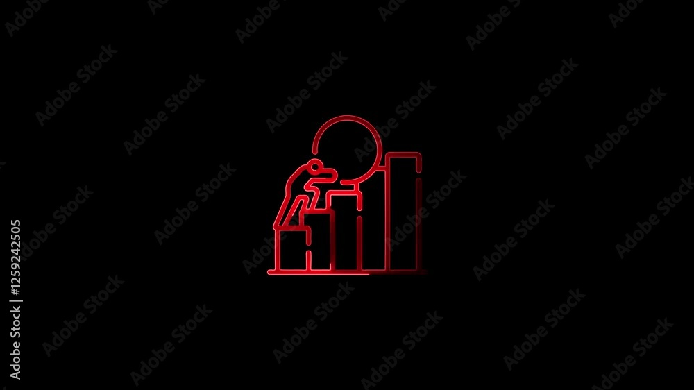 Neon business graph chart icon animation background.Glowing neon line of man going up stairs. Glowing neon line Strategic Consulting animated icon Neon business graph chart icon animation background.Glowing neon line of man going up stairs. Glowing neon line Strategic Consulting animated icon