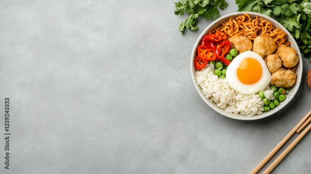 Savory Rice Bowl with Fried Egg and Chicken Savory Rice Bowl with Fried Egg and Chicken