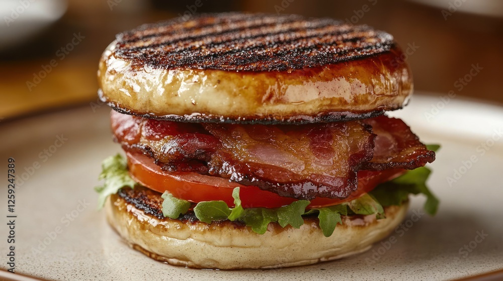 Delicious Grilled Bacon Tomato Burger Delicious Grilled Bacon Tomato Burger