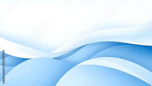 Abstract blue waves flowing in a soft, light pattern photo