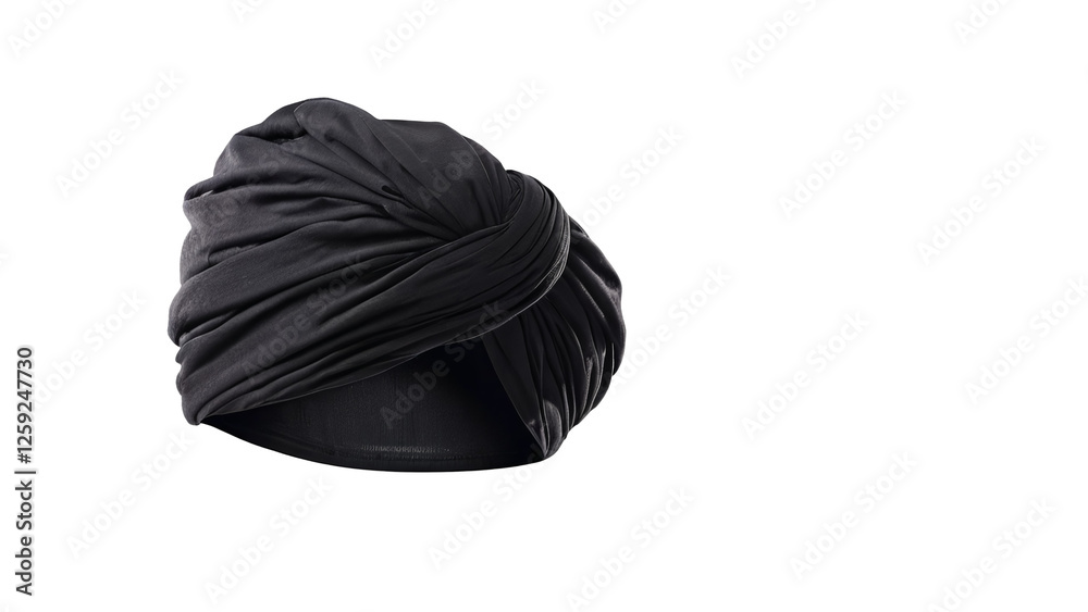 Black turbanstyle hair wrap suitable for fashion blogs, beauty magazines, hair care product advertisements, cultural diversity campaigns, and lifestyle websites. Black turbanstyle hair wrap suitable for fashion blogs, beauty magazines, hair care product advertisements, cultural diversity campaigns, and lifestyle websites.