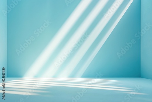 Espaço minimalista com luz natural projetando sombras dramáticas, apresentando um pódio simples e elementos decorativos sutis, criado com IA generativa