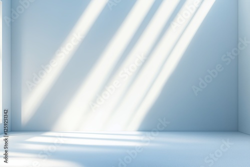 Espaço minimalista com luz natural projetando sombras dramáticas, apresentando um pódio simples e elementos decorativos sutis, criado com IA generativa