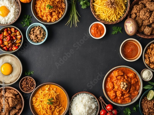 A vibrant display of various traditional dishes from around the world, each recipe rich in flavors and steeped in cultural heritage, food, dishes, global