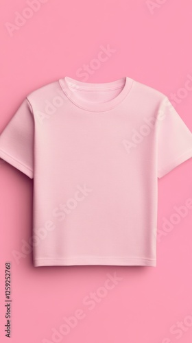 Pink cropped short sleeve tshirt on pink background