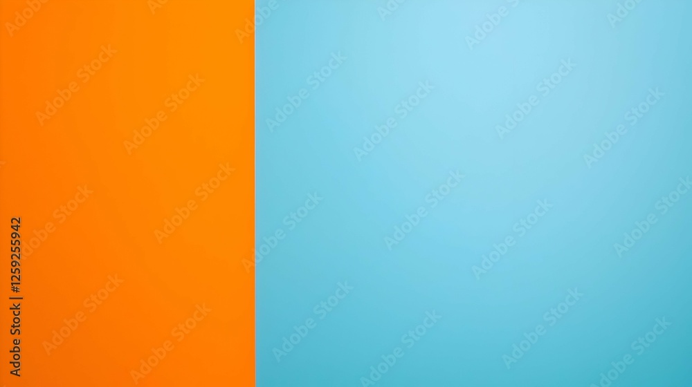 Fototapeta premium Vibrant Orange And Light Blue Color Block Background
