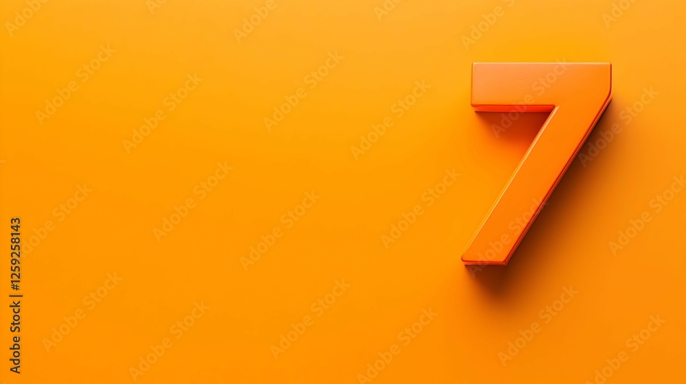 Three Dimensional Orange Number Seven on Orange Background Three Dimensional Orange Number Seven on Orange Background