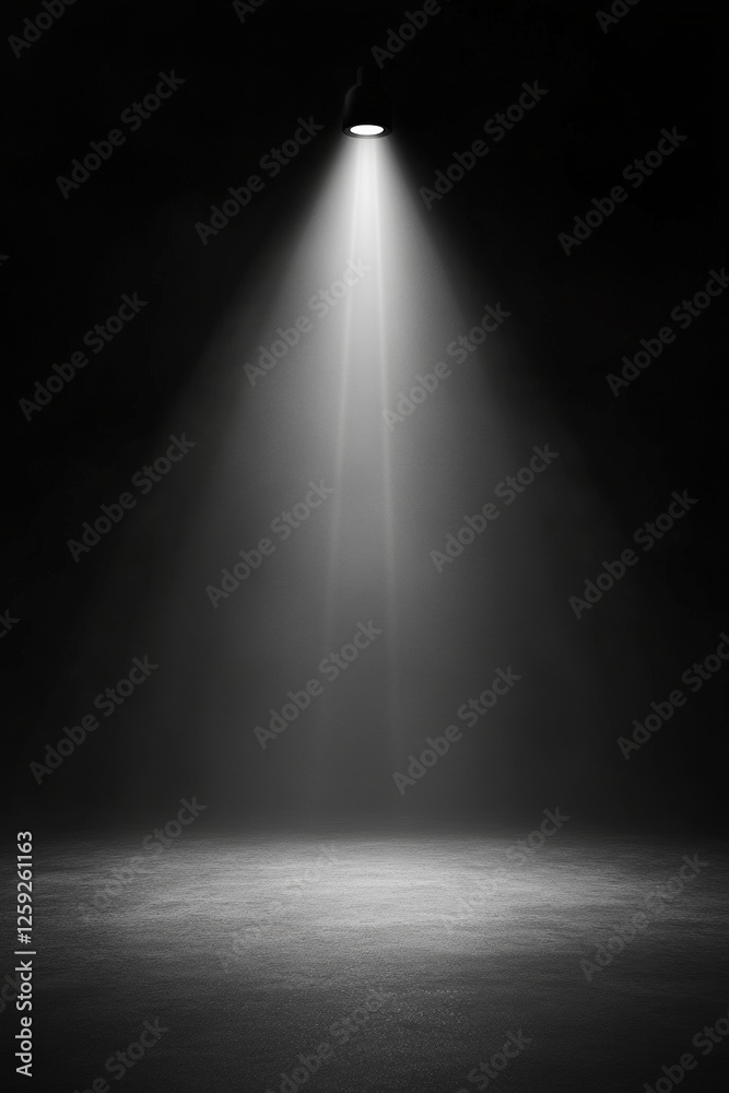 Light on dark floor in empty room,moody stage light background, spotlights illuminating empty stage with dark background,creating a dramatic and focused illumination highlights the texture of floor Light on dark floor in empty room,moody stage light background, spotlights illuminating empty stage with dark background,creating a dramatic and focused illumination highlights the texture of floor