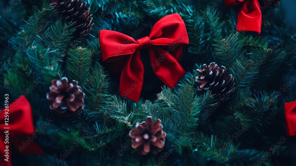 Christmas wreath with red bows and pinecones. Featuring a Christmas wreath decorated with red bows and pinecones. Highlighting festive and traditional holiday decor. Ideal for Christmas decorations. Christmas wreath with red bows and pinecones. Featuring a Christmas wreath decorated with red bows and pinecones. Highlighting festive and traditional holiday decor. Ideal for Christmas decorations.