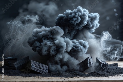 Lifelike Black Smoke Effect on Canvas with Ash and Illusion Elements