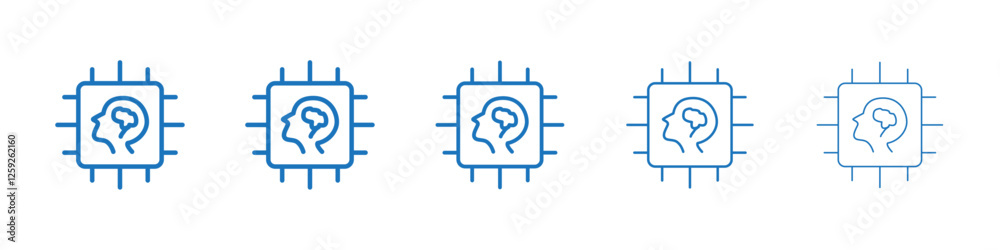 AI brain icon Symbol collection thin outline set AI brain icon Symbol collection thin outline set