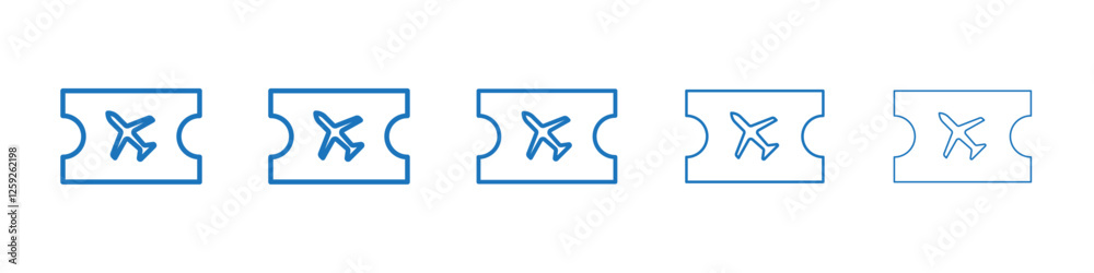 Airline ticket icon Symbol collection thin outline set Airline ticket icon Symbol collection thin outline set