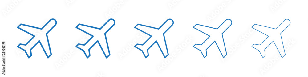 Airplane icon Symbol collection thin outline set Airplane icon Symbol collection thin outline set