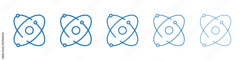 Atom icon Symbol collection thin outline set Atom icon Symbol collection thin outline set