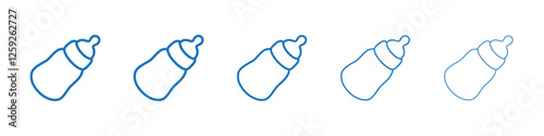 Baby milk bottle icon Symbol collection thin outline set