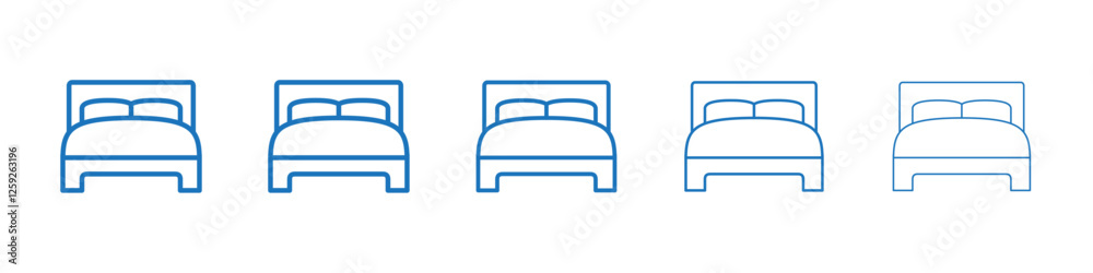 Bed icon Symbol collection thin outline set Bed icon Symbol collection thin outline set